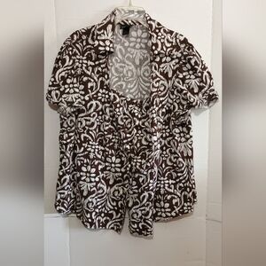 Lane Bryant Brown and White Floral Women's Top Size 26/28